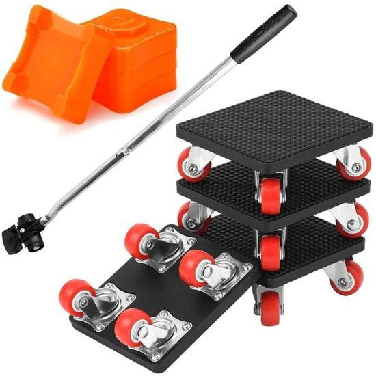 Azomor Set van 9 transportrollen voor zware meubels met verlengstang en 360 graden draaibare wielen