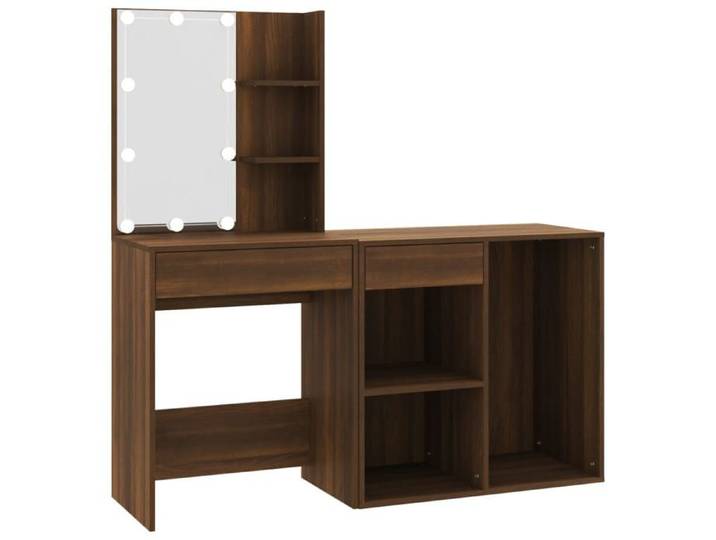 Coiffeuse à led avec armoire 60 x 40 x 140 cm chêne marron bois d'ingénierie