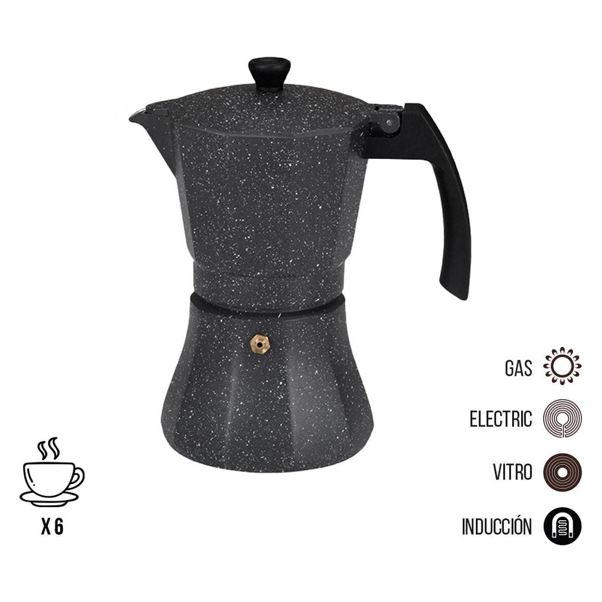 EDM Italienische Kaffeemaschine Schwarz Aluminium 6 Tassen Induktion (6 Tassen) (45295355)