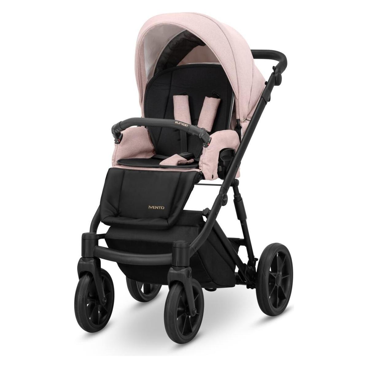 Kunert Ivento 3in1 Kinderwagen in Rosa mit schwarzem Rahmen und Zubehör (65280586)