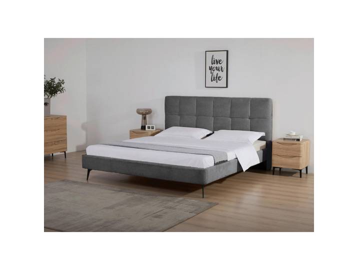 Boxxx Polsterbett, Dunkelgrau, Metall, Kiefer, vollmassiv, 180x200 cm, Bsci, Schlafzimmer, Betten, Polsterbetten
