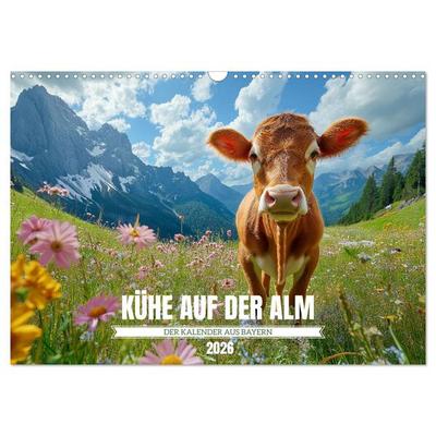 KÜHE AUF DER ALM – Der Kalender aus Bayern (Wandkalender 2026 DIN A3 quer), CALVENDO Monatskalender