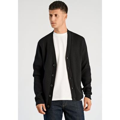 Cardigan JUNK DE LUXE "Cardigan Relaxed Fit", Herren, Gr. M, schwarz, Obermaterial: 80% Baumwolle, 20% Polyester, unifarben, Strickjacken