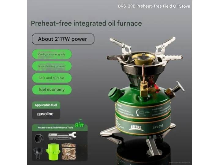Poêle à mazout intégré BRS-29B 2120W pour la randonnée en plein air, le camping, les pique-niques, la survie en haute altitude, mini-poêle portable