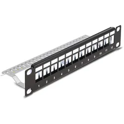 DELOCK 10" Keystone Patchpanel 12 Port Entl.schiene 1HE schw