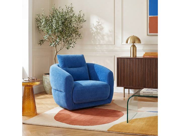 HABITAT - Fauteuil pivotant en tissu - Bleu électrique - Priano