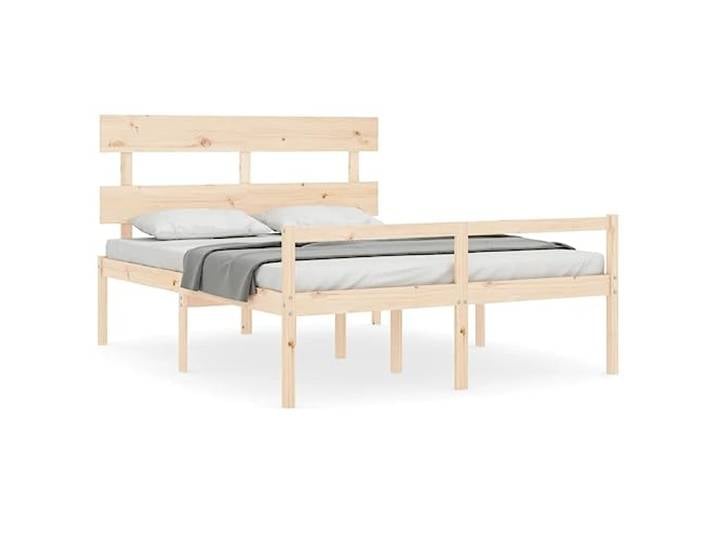 PUGYNBK Bett aus Kiefernholz, 160 x 200 cm Sitzhöhe 45 cm, Latten aus Sperrholz, Stauraum unter dem Bett