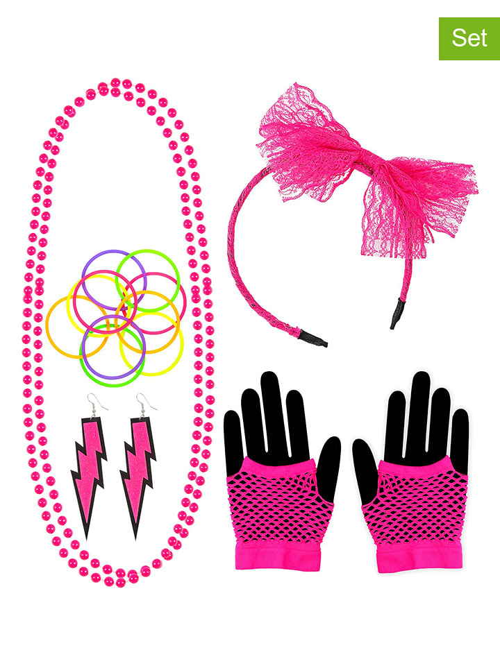 Carnival Party 15tlg. Accessories-Set "80er Jahre" in Pink - onesize