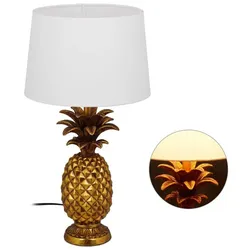 Relaxdays Tischlampe Ananas gold Weiß,Gold