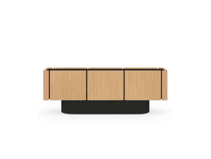 PUNT MOBLES buffet meuble DUNE avec 6 portes (Chêne naturel, noir - MDF)