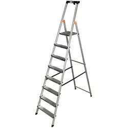 Stufen Stehleiter Krause Safety Aluminium 8 Stufen hoher Sicherheits-Bügel und große rutschsicherer Plattform