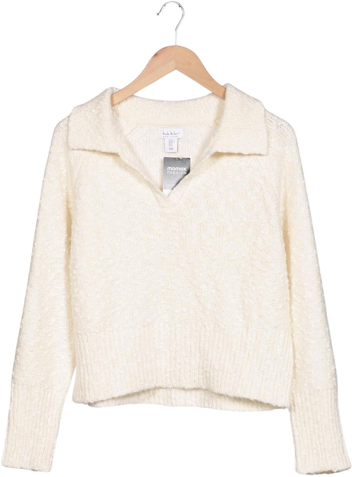 Nicole Miller Damen Pullover, Cremeweiß, Gr. XL, Synthetik / Baumwolle - Second Hand