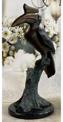 Bronzhaus African Hornbill Coastal Bird 100 Percent Solid Bronze Sculpture Figurine Figure Statue