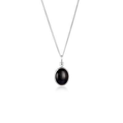 Collierkettchen ELLI "Onyx Anhänger Oval Klassisch 925 Silber", schwarz, Halsketten, Damen, 45,mit Steinen, Silber 925 (Sterlingsilber), L: 45