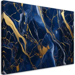 LEINWANDBILD Blauer Marmor mit Gold Lofty 100x70cm