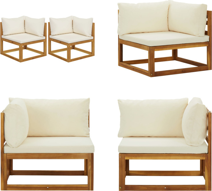 vidaXL Modulare Ecksofas 2 Stk. mit Auflagen Cremeweiß - Ecksofa - Ecksofas - Sofa - Sofas