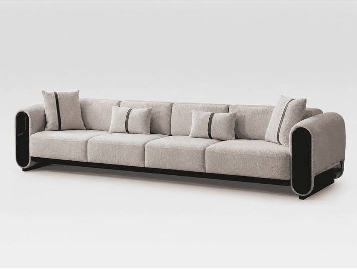Xlmoebel Big-Sofa 4-Sitzer Sofa Beige Textil Holz Modern Zeitgenössisch Wohnlandschaft, 1 Teile