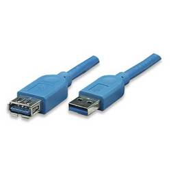TECHly USB-Kabel USB 3.2 Gen1 USB-A Stecker, USB-A Buchse 0.50 m Blau vergoldete Steckkontakte ICOC U3-AA-005-EX