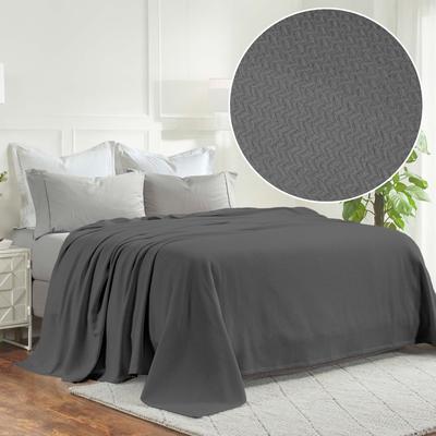 Superior Nobel 100% Cotton Lightweight Blanket, Raised Chevron Texture, Breathable All-Season Bedding