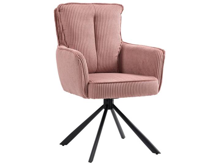 Novel Armlehnstuhl, Rosa, Metall, Stativgestell, 62x95x67 cm, Handmade in China, Sitzfläche 180° drehbar, Stoffauswahl, Esszimmer, Stühle, Esszimmerstühle, Armlehnenstühle