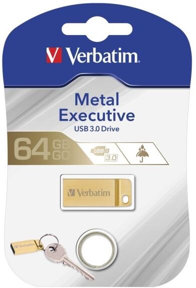Verbatim Usb 3.0 Metal Executive Drev 64gb, Guld