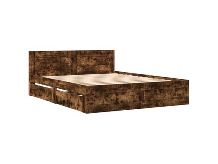 vidaXL Bettgestell mit Kopfteil Räuchereiche 160x200 cm Holzwerkstoff