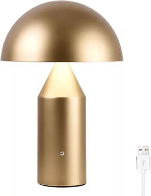 Inspire Curations Luxury Metal Mushroom Table Lamp Modern Nordic Bedside Desk Light gold usb Plug
