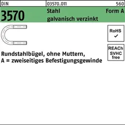 Rundstahlbügel DIN 3570 o.Mutter A 148/NW 125 Stahl galv.verz. 10St.