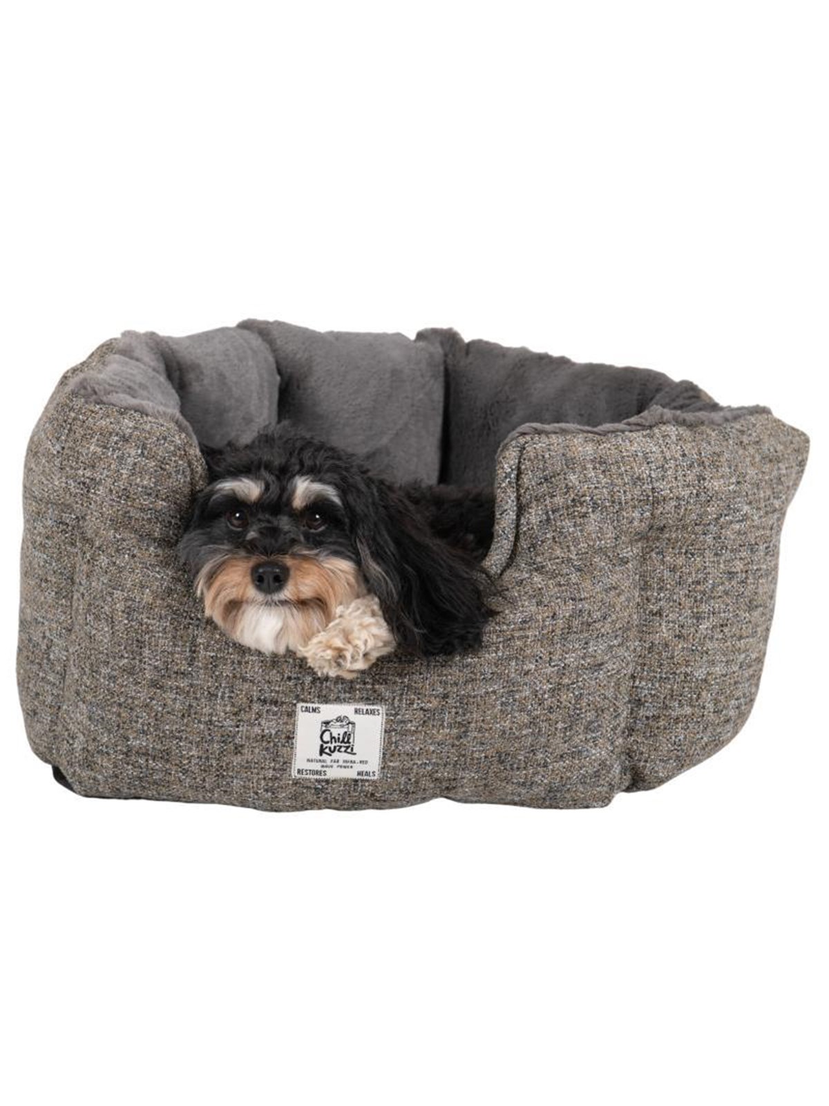Chill Kuzzi FIR rundes Bett, grau, S