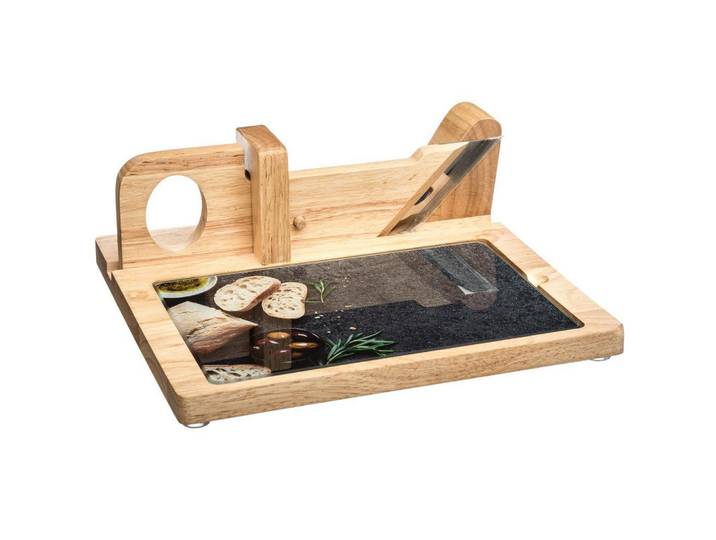 Secret de Gourmet Holzbrett mit Hobel 26/28,5/9 cm, Mehrfarbig, Holz, 28.5x26 cm, Küchenzubehör, Schneidebretter