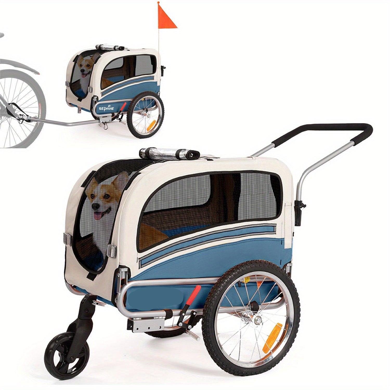 Hundekarren - Hundeanhänger - Fahrradanhänger - Hunde-Buggy - Tierwagen - 2-in-1, zusammenklappbar