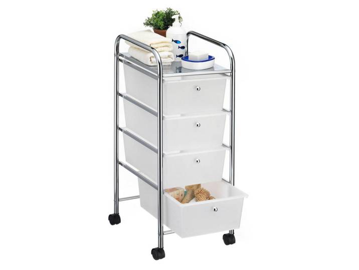 CARO-Möbel Badrollwagen Sano chrom, Chromfarben, Metall, Mode, 33x79x39 cm, Badezimmer, Badezimmerregale, Badregale