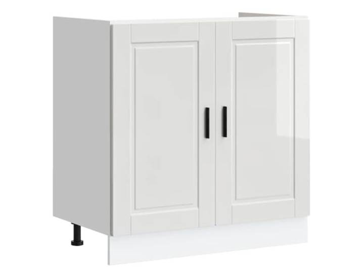 vidaXL Spülenunterschrank Porto Hochglanz-Weiß 80x46x81,5 cm