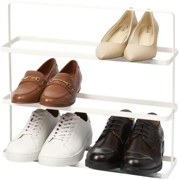 Yamazaki Home Shoe Rack - Two Styles, Steel, Holds 6 to 9 shoes, Holds 19.8 lbs - L 5.51 x W 19.69 x H 17.91 inches