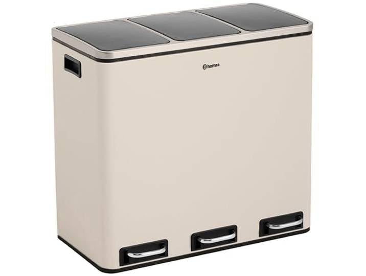 Homra Mülleimer Küche 3 Fächer Sparq 54l Mülltrennsystem 3Fach Edelstahl Treteimer 3x18 Liter Trennsystem 3 Inneneimern Abfall & Recycling Abfalleimer Tretmülleimer Softclose Cremeweiß