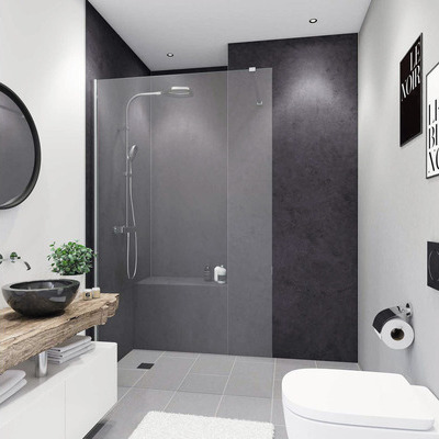 BREUER Duschrückwand Soft-Touch Dekor Stein anthrazit 100 x 210 cm 9482541000202