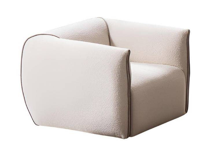 Xlmoebel Loungesessel Moderne Bergère in Weiß mit Holzdetails im minimalistischen Desig (1-St., Loungesessel), Made in Europa