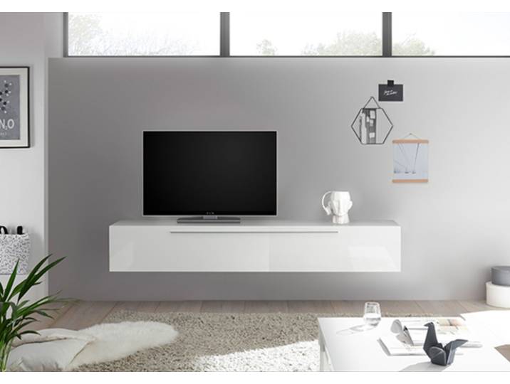 Meuble tv suspendu Infinity Blanc Brillant - Basika
