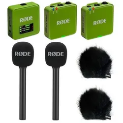RØDE Mikrofon-Funksystem Wireless GO Gen 3 Grün Interview Set 2 BK, Mikrofon