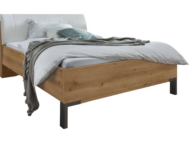 Futonbett WIEMANN Monaco, Bettgestell, Bettrahmen, komfortables Polsterkopfteil , braun (bianco, eiche, weiß), B:149cm L:218cm, Betten, Futonbett, Polsterkopfteil aus Kunstleder, verschiedene Größen, in Komforthöhe
