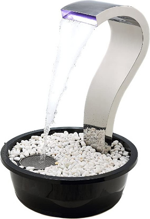 Köhko Wasserfall Schwan aus Edelstahl 23005 Wasserspiel mit LED-Beleuchtung