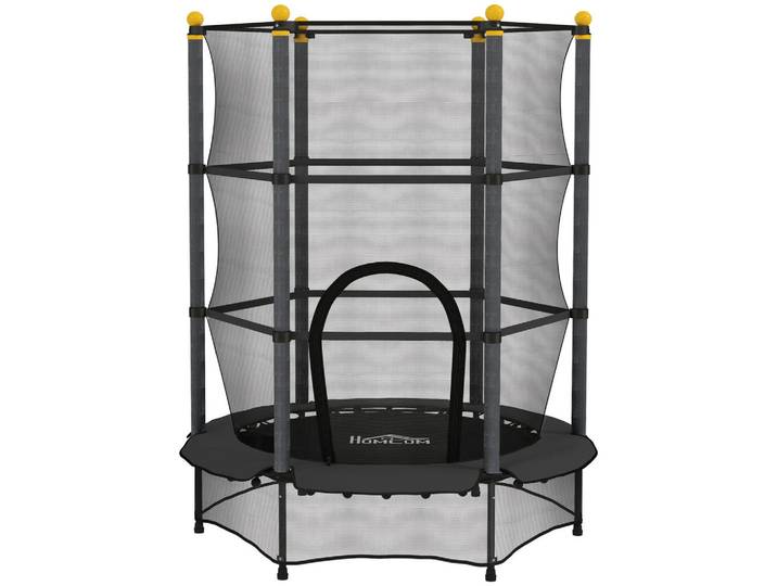 Homcom Kindertrampolin, Schwarz, Metall, Kunststoff, 140x140 cm, Freizeit & Co, Gartenspielzeug