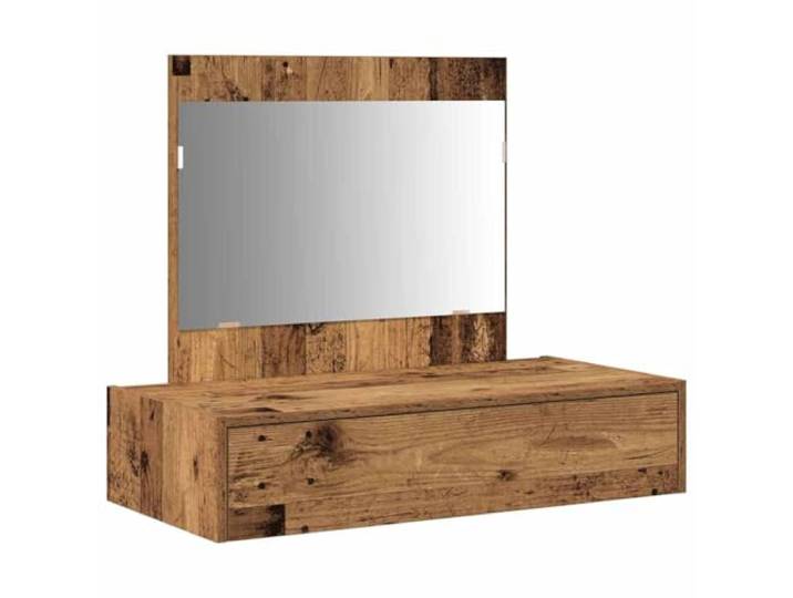 Xhnifbn Schminktisch Braun 83 x 40 x 70 cm Holzwerkstoff mit Spiegel Kompakter Frisiertisch fürs Schlafzimmer mit flachem Spiegel, praktischer Schublade und pflegeleichter matter Oberfläche.