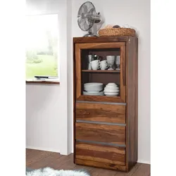 Vitrine Sheesham 63x40x147 noble unique lackiert SYDNEY #104