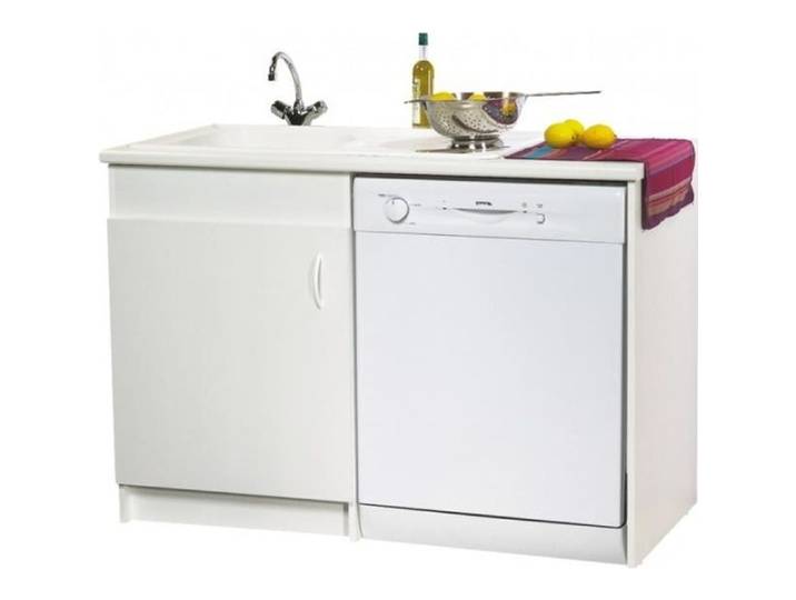 Meuble sous-évier - NEOVA - Lav' Vaisselle - Blanc - 120 x 60 - 1 porte