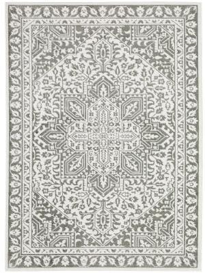 Style Haven Marciana Two-Tone Center Medallion Grey/ White Power Loom Rug