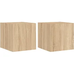 Helloshop26 - Multimedia-Wand-TV-Möbel TV-Regal TV-Sideboard Esszimmer Wohnzimmer Schlafzimmer LED-Beleuchtung 2-teilig Sonoma-Eiche 02_0029171