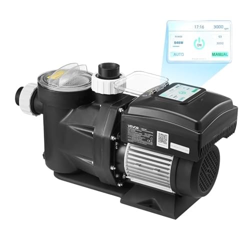 VEVOR Zwembadpomp met variabele snelheid, 26.000 l/u, zwart