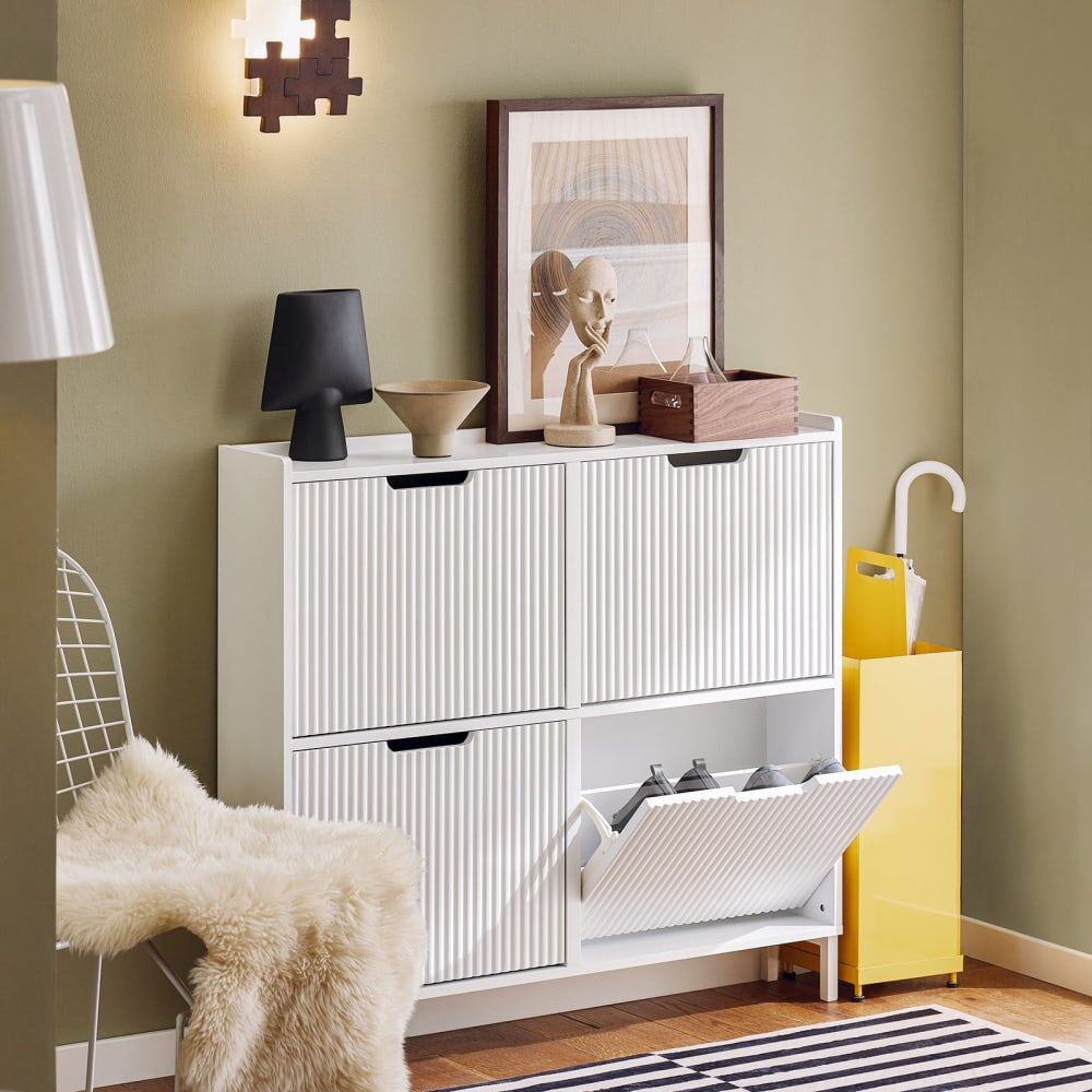 SoBuy Organizador para zapatos con 4 puertas blanco