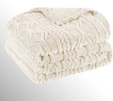 Home City, Inc. Arctic Boho Blanket, King, Ivory